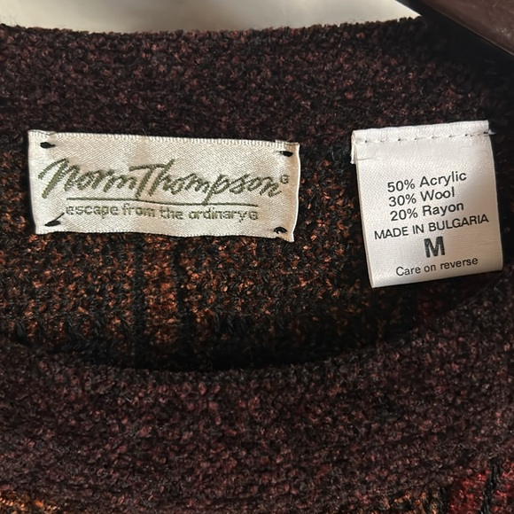 Vintage Norm Thompson Unisex Chenille Textured Multicolor Boyfriend Sweater - Picture 3 of 7